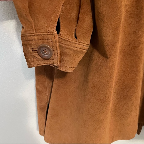 Cherokee Genuine Leather Jacket Womens L VTG 90S Camel Color Suede Button Up - Picture 12 of 16